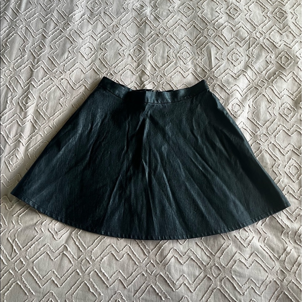 black, leather, American Eagle Outfitters mini skirt